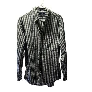 Hathaway Sport Long Sleeve Button Down Shirt Men's‎ L Blue And Green